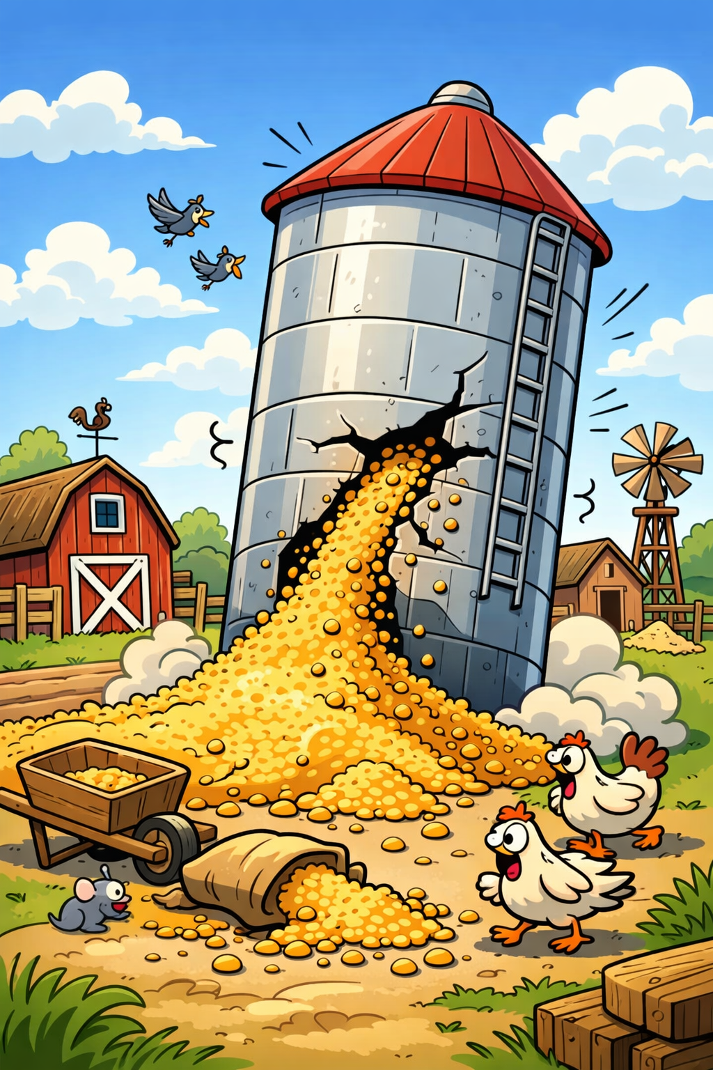 Failing silo cartoon